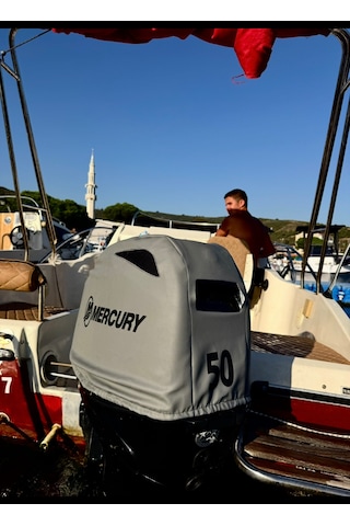 Tekne Motor Kılıfı Dıştan Takma Marin Deri Mercury 50 Hp
