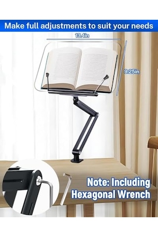 Ayarlanabilir Masa Kenarı Kitap Ve Tablet Standı 360 Dönebilen, 87.5cm Yükseklik Ayarlı, Kelepçeli Metal Kol Çok Renkli