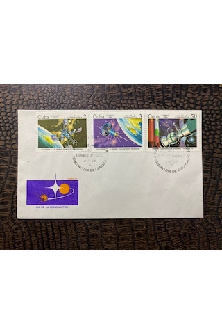 Cuba Küba İlk Gün Zarfı 1984 Dia Del Cosmonautica Uzay Uydu Temalı Fdc
