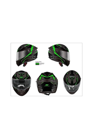 M-801Snake Lead Green Kask Siyah - Yeşil