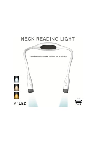 Boatshop1 1 Adet Siyah Led Boyun Okuma Lambası Usb Şarj Edilebilir 3 Renk Ayarlanabilir Parlaklık Bükülebilir Kol Rahat Ve Hafif Siyah