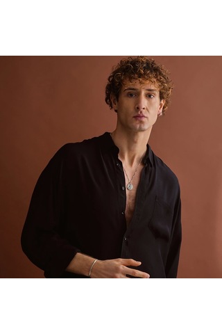 925 Ayar Gümüş Run Alfabeli Unısex Kelepçe Bileklik Gümüş