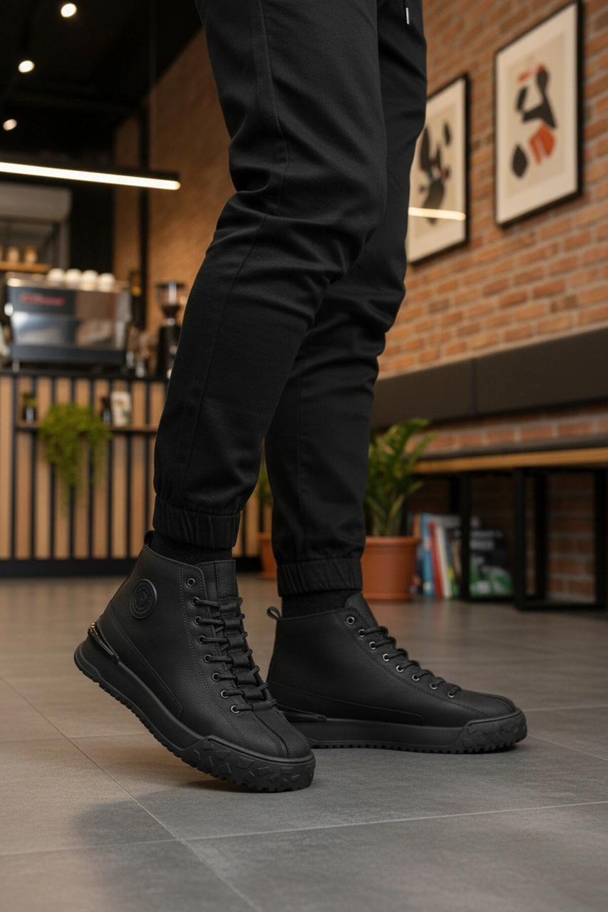 Siyah Nubuk Hakiki Deri Kaymaz Erkek Bot 260014 M Çok Renkli