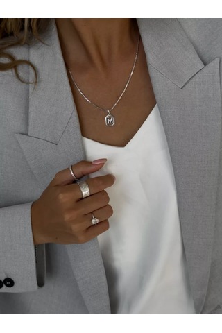 Sılverme 925 Ayar İnce Yol Desenli Gümüş Yüzük 94679835 Gri