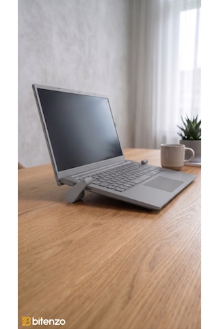 Minimalist Yuvarlak Tasarım Mini Laptop Standı - 2'li Set Taşınabilir Ergonomik Yükseltici - Koyu Gri