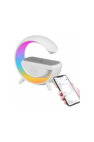 Bluetooth Hoparlör G Şekli Atmosfer Akıllı Rgb Lamba Wireless Kablosuz Şarj