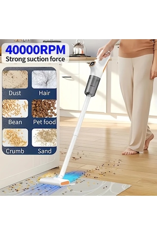 Fochsia White 6000pa Güçlü Emişli Elektrikli Süpürge 3 2000mah Lityum Pil Ön Temizleme Paspas Tüm Zemin Halı Koltuk Araç İçi Ofis Taşınabilir