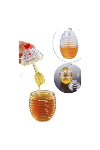 Kaşıklı Akrilik Bal Kavanozu Kavanoz