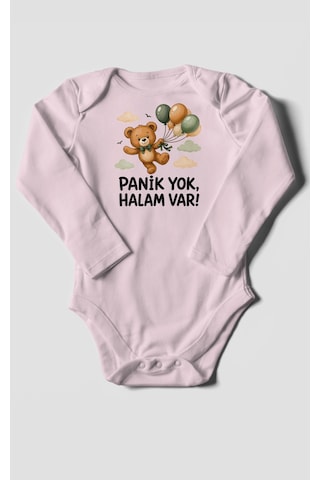 Morivokids Panik Yok, Halam Var Uzun Kollu Çıtçıtlı Bebek Body Bebe Pembe
