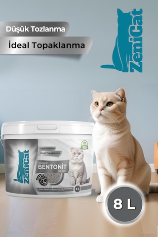 Zenicat Aktif Karbonlu Kedi Kumu İnce Taneli Doğal Bentonit 8 L