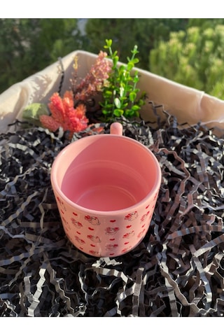 Pembe Kupa Bardak Sevimli Hayalet Ve Kalp Deseniyle Özel Gün Hediyesi Beyaz