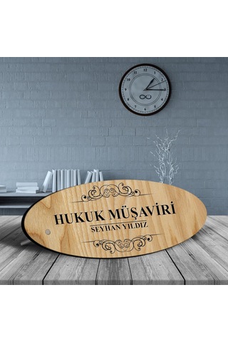 Kişiye Özel Mesleki Hukuk Müşaviri Ahşap Oval Masa İsimliği - 2