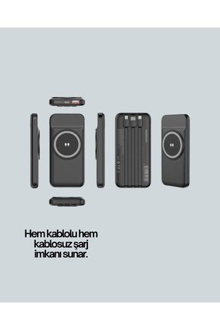 10000mah Kablosuz Ve Hızlı Şarj Destekli Powerbank Taşınabilir Şarj Gücü renkli
