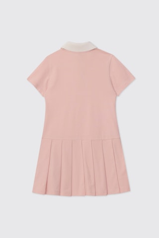 Panço Kız Çocuk Yakalı Eteği Pileli Açık Pembe Elbise 2621GK26005
