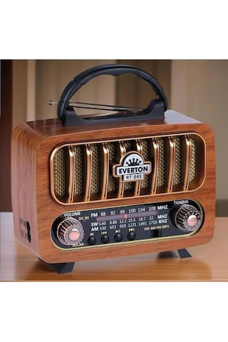 Everton Rt-848 Nostaljik Görünümlü Usb Bluetooth Destekli Solar Panelli Şarjlı