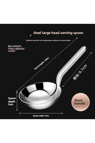 Mufunye 18-10 Paslanmaz Çelik Kısa Saplı Büyük Başlı Servis Kaşığı: Çorba, Pirinç Ve Makarna Servisi İçin Ergonomik Tasarım Diğer