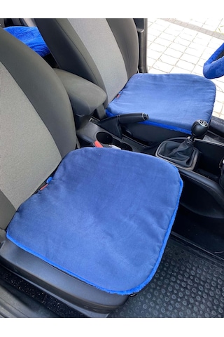 Yumuşak Tüylü Peluş Serme Oto Koltuk Koruyucu Minder Ön Arka Mavi Renk
