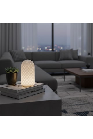 Lunaris Dokulu Modern Masa Lambası Beyaz