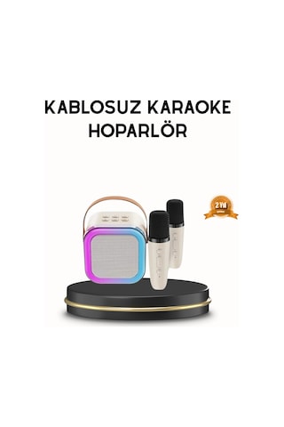 Bluetooth Karaoke Hoparlör Renkli Led Işıklı Ve Type-c Şarjlı