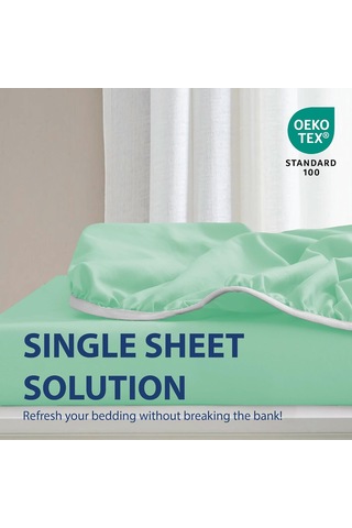Lüks Kırışıklık Ve Solmaya Dayanıklı Çift Fırçalı Ultra Yumuşak Mikrofiber 35 Cm Standart Cepli Tek Kişilik Lastikli Çarşaf, Deniz Köpüğü, Tam Boy Çok Renkli