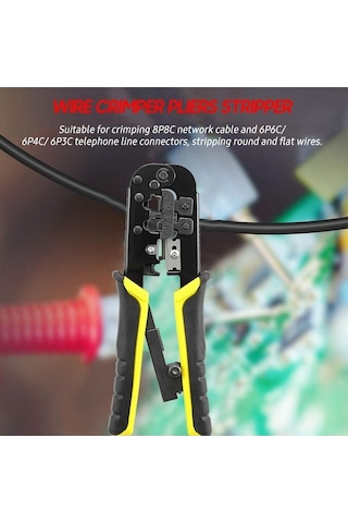 Novahub 3'ü 1 Arada Cırcırlı Sıkma Aleti, Tel Crimpers Striptizci Kesici, 8p 6p Ağ Hattı, Elektrikçi İçin