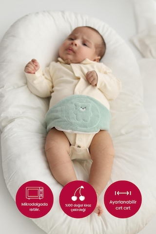 Mint Yeşili Doğal Kiraz Çekirdeği Dolgulu Bebek Kemeri Kiraz Çekirdekli Bebek Bel Kemeri