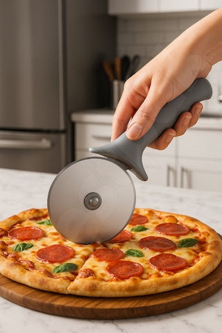 Pizza Kesici - Çıkarılabilir Bıçak - Kolay Temizlenir - Ekstra Kaliteli - Hamur Börek Kesici Bıçağı Gri