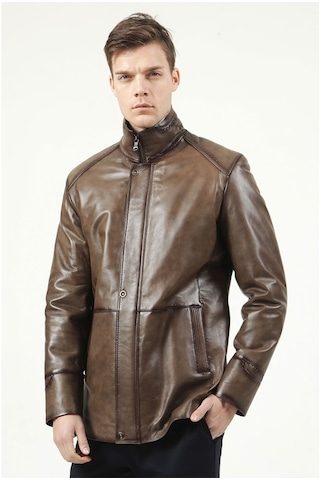 Dericlub E-992 Gerçek Deri Erkek Kaban-Vizon