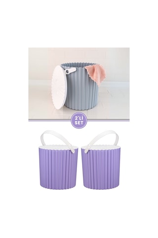 Flora 2'Li Un Ve Bakliyat Kabı Trendy Çok Amaçlı Saklama Kovası Lila