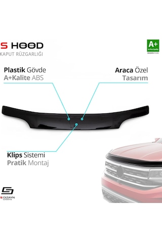 S-dizayn Ford Transit Abs Plastik Kaput Rüzgarlığı Dar Model 1993-2002 A+kalite