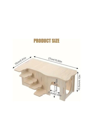 Elmpaly 1 Adet Hamster İçin Ahşap 2 Katlı Salıncak Yatak Villa Oyuncak Aksesuarı