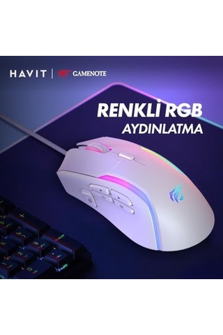 Gamenote Ms1033 Rgb Uyumlu Beyaz Gaming Makrolu Oyuncu Mouse 8000 Dpı