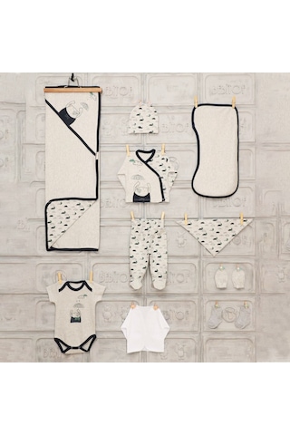 Bebitof Minilamb Şemsyeli Ayıcık 10'Lu Zıbın Set 17023 Lacivert Çok Renkli