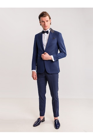 Dufy Lacivert Erkek Modern Fit Mono Yaka Smokin Takım-61293 Lacivert