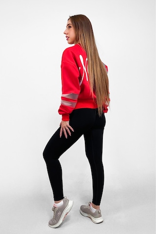 Nature The Brand Ntb Kolda Pvc Şerit Detaylı Oversize Sweatshirt Kırmızı