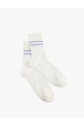 Koton Geometrik Desenli Soket Tenis Çorap Beyaz 6sak80361aa Beyaz
