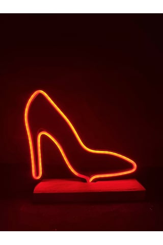 Topuklu Ayakkabı Figürlü Kırmızı Neon Gece Lambası Çok Renkli