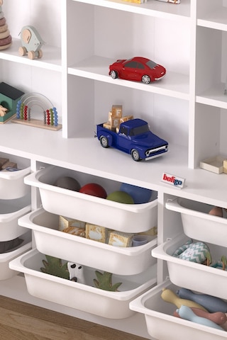 Bofigo 9 Sepetli 9 Raflı Dolap Çok Amaçlı Dolap Oyuncak Dolabı Almina Beyaz Beyaz