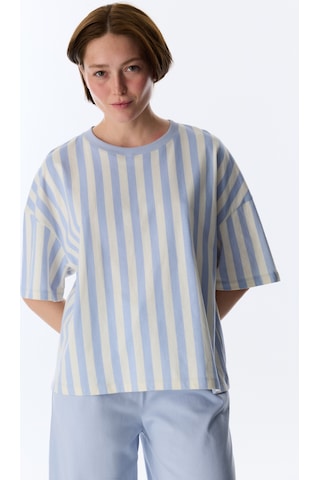 Penti Mavi Cozy Club Pamuklu Çizgili Tişört Pijama Üstü