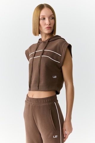 Urban Beat Elenora Kadın Kapüşonlu Düşük Omuz Kahverengi Sweatshirt Kahverengi