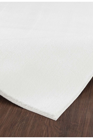 Tropikal Home Lüx Post Peluş Kesme Halı Yolluk Kaymaz Taban Yıkanabilir Pofuduk Beyaz Beyaz