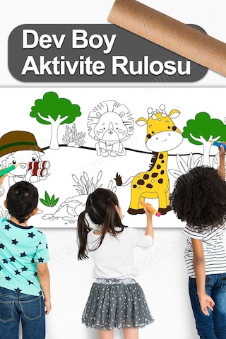 Melolisa Safari Temalı Boyama Kağıdı 2.5 Metre Rulo - Bebek Ve Çocuk Için Eğitici Aktivite Kağıdı