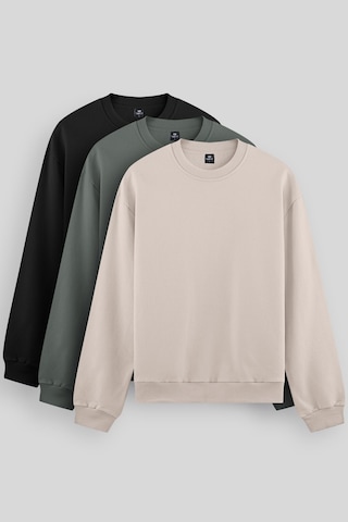 Tommy Life Standart Fit Basic O Yaka 3lü Paket Siyah-bej-çağla Erkek Sweatshirt 88053 Siyah-bej-çağla