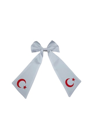 Ay Yıldızlı Fiyonklu Beyaz Saç Tokası Beyaz