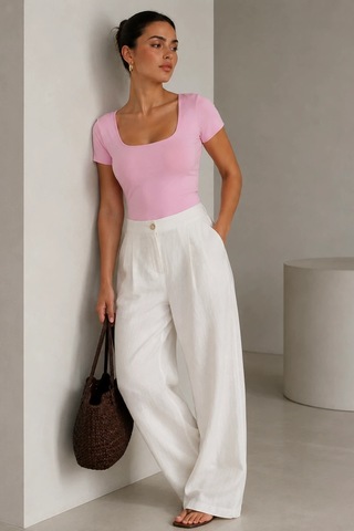 Bb Butik Basic Soft Touch Kare Yaka Body Tulum Astarlı Md3535 Pembe