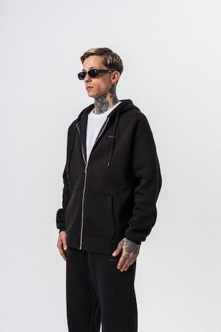 Erkek Respire Yazı Detaylı Kapüşonlu Basic Zip Oversize Hoodie Siyah
