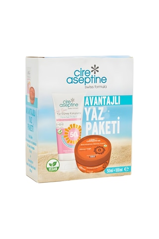Cire Aseptine Avantajlı Yaz Paketi Yüz Güneş Koruyucu Spf 50+ Ton Dengeleyici Ve Aydınlatıcı 50ml İle Bronzlaştırıcı Güneş Kremi 100ml