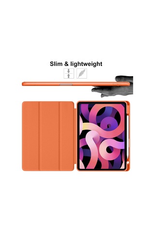 Apple Uyumlu iPad Air 11 İnç M2 2024 Kılıf Pen Slot Charging Case Kalem Bölmeli A2902 A2903 A2904 Kapaklı Kılıf