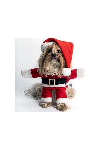 Noel Baba Kostüm Büyük Irk Köpeklere Uygun Polar Göğüs 68-75 CM Sırt 65 CM