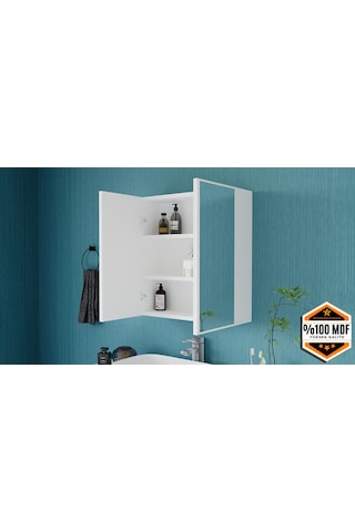 Lale 2 Kapaklı Aynalı Banyo Dolabı Mdf Beyaz